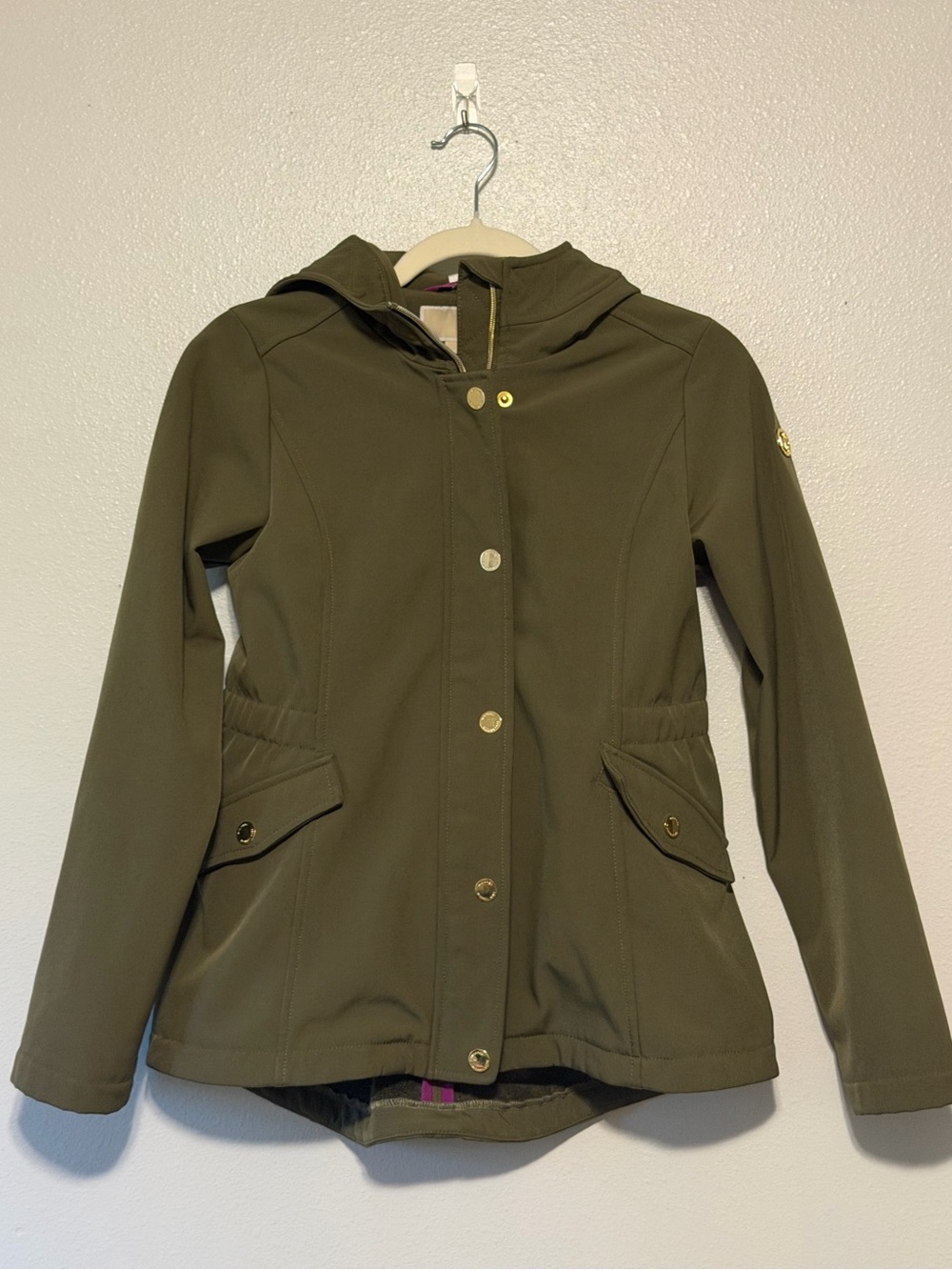 Michael Kors Olive Green Jacket with Purple Trim